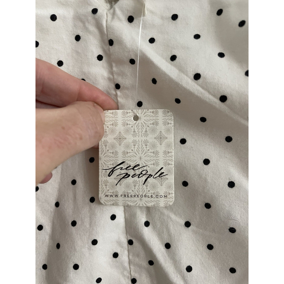 NWT Free People Ivory Polka Dot Corset High-Low Drop-Waist Midi Dress Size Large - Picture 10 of 10